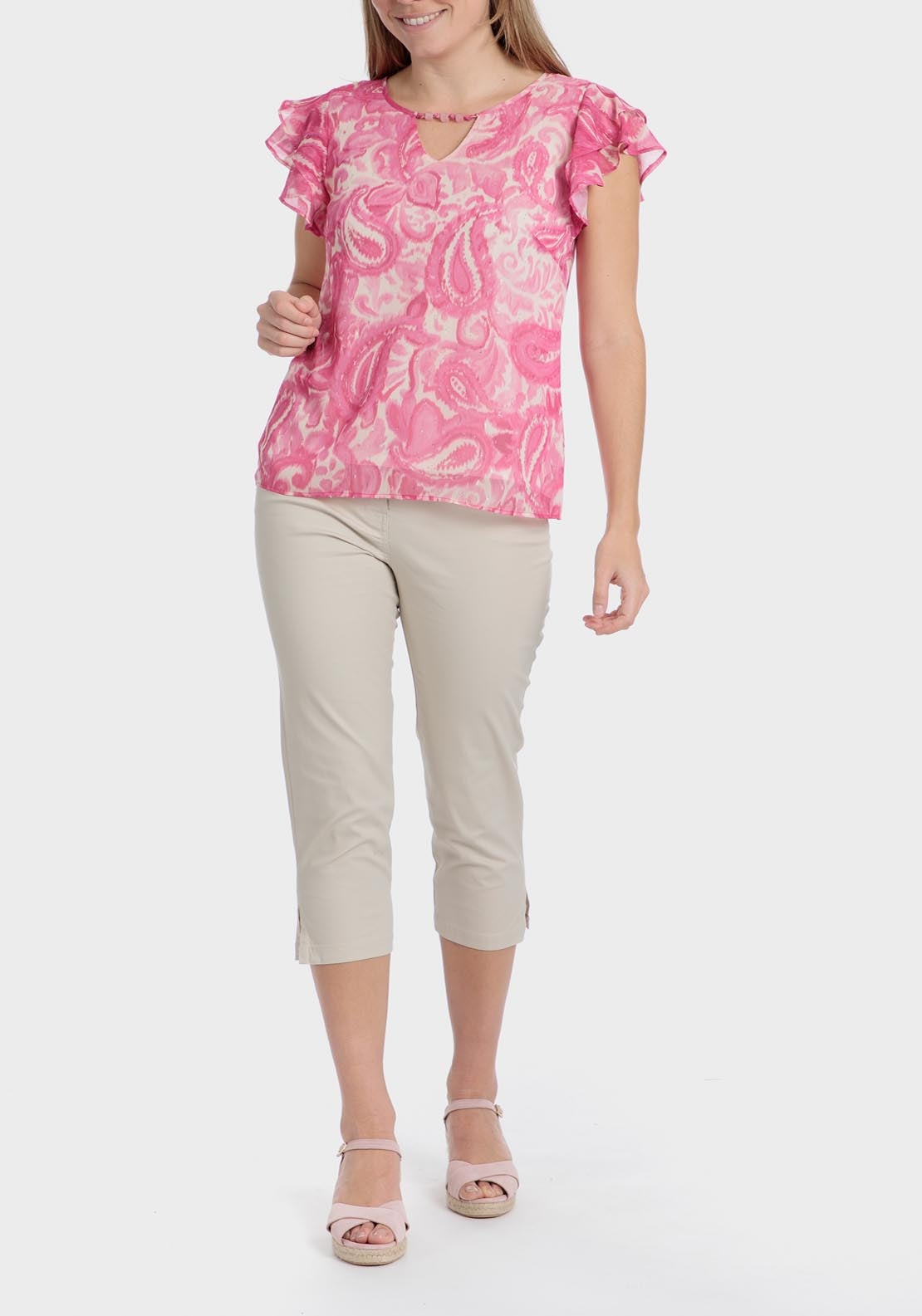 Punt Roma Cotton crop trousers - Sand 8 Shaws Department Stores