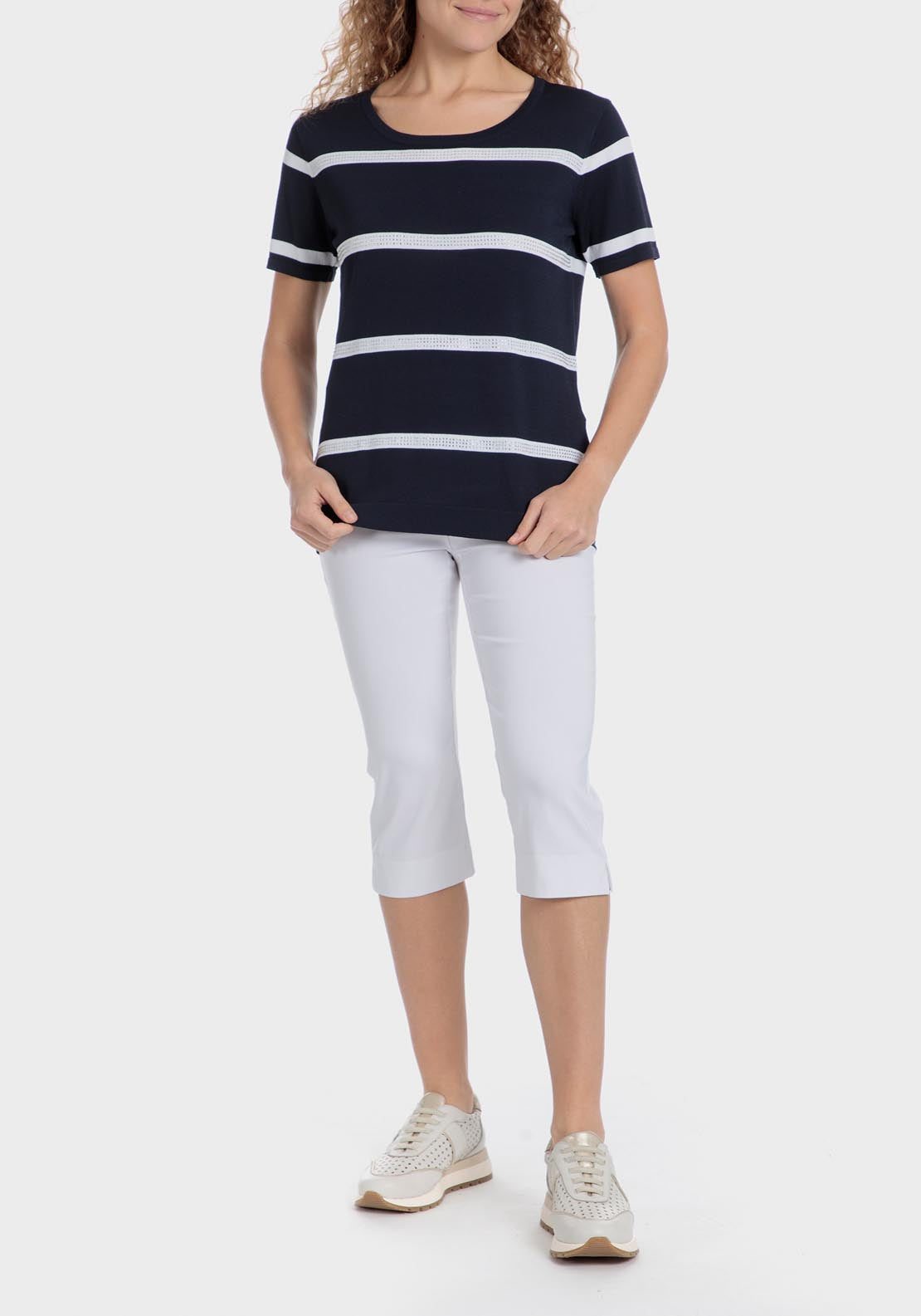 Punt Roma Cropped Trousers - White 3 Shaws Department Stores