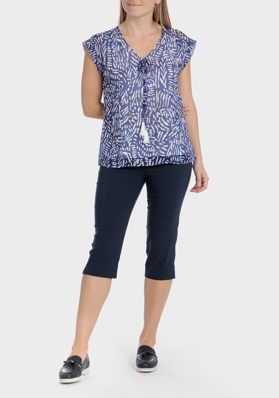 Punt Roma Cropped Trousers - Blue / Navy 3 Shaws Department Stores