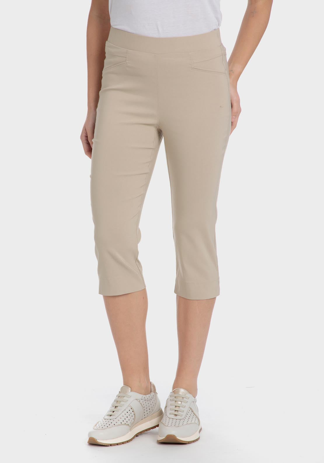 Punt Roma Cropped Trousers - Beige 1 Shaws Department Stores