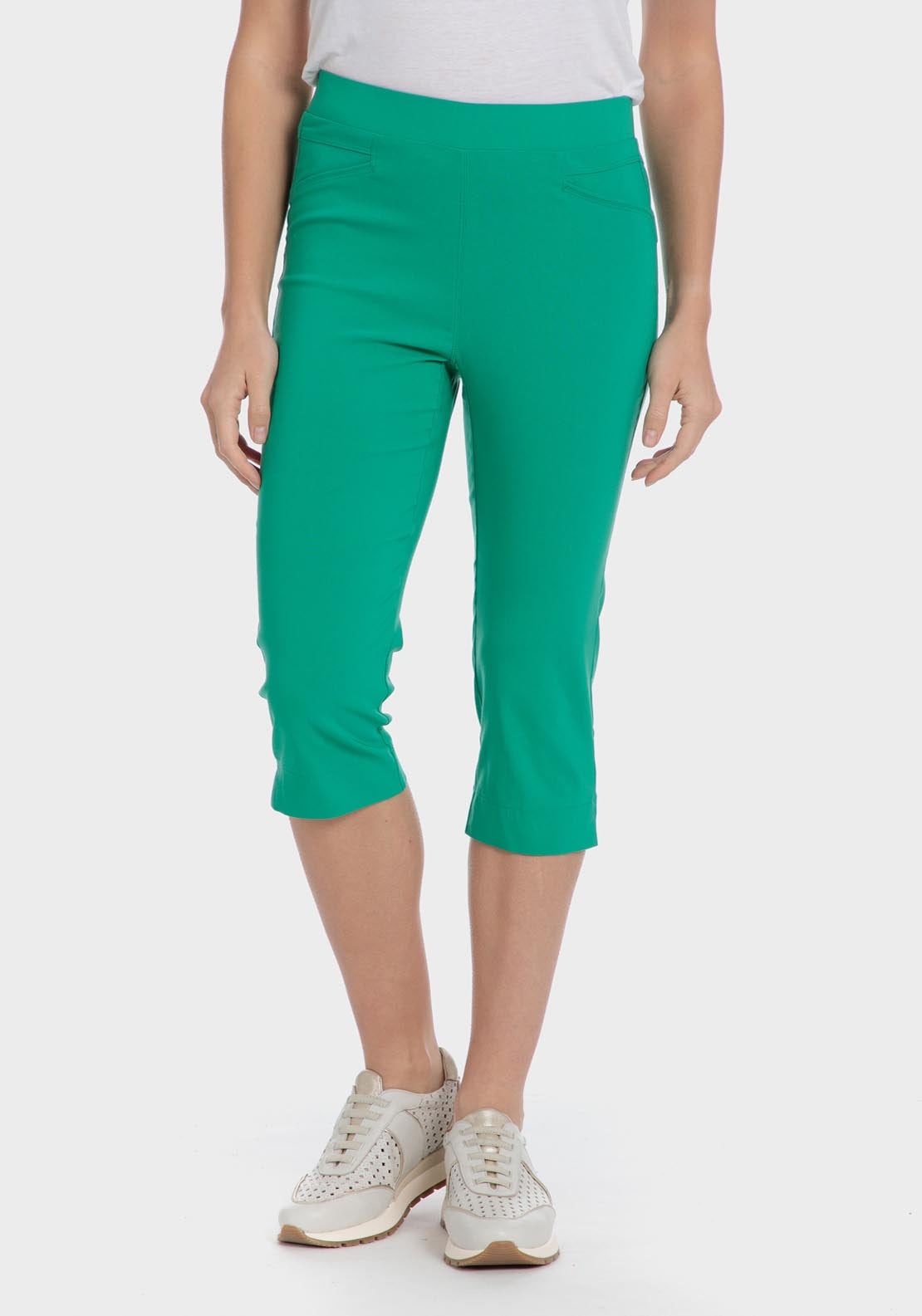 Punt Roma Cropped Trousers - Green 1 Shaws Department Stores