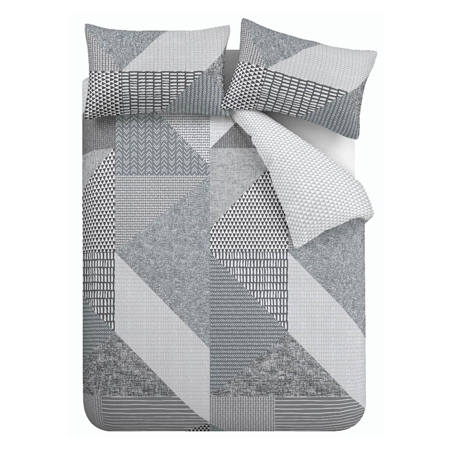 The Home Collection Geometric Motif Reversible Duvet Cover Set - Grey 5 Shaws Department Stores