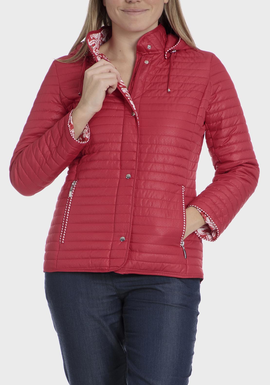 Punt Roma Reversible Printed Parka - Red 2 Shaws Department Stores