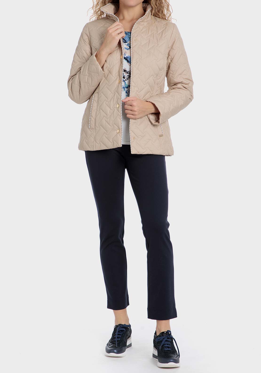 Punt Roma Padded parka jacket - Beige 3 Shaws Department Stores