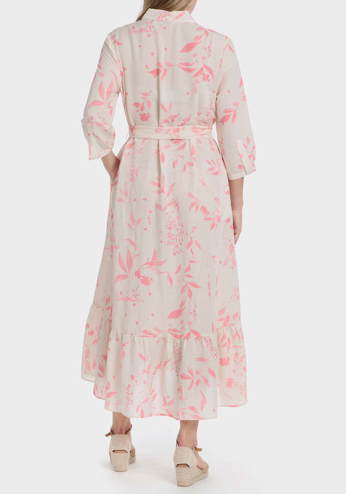 Punt Roma Long floral dress printed dress. - Pink Salmon 2 Shaws Department Stores