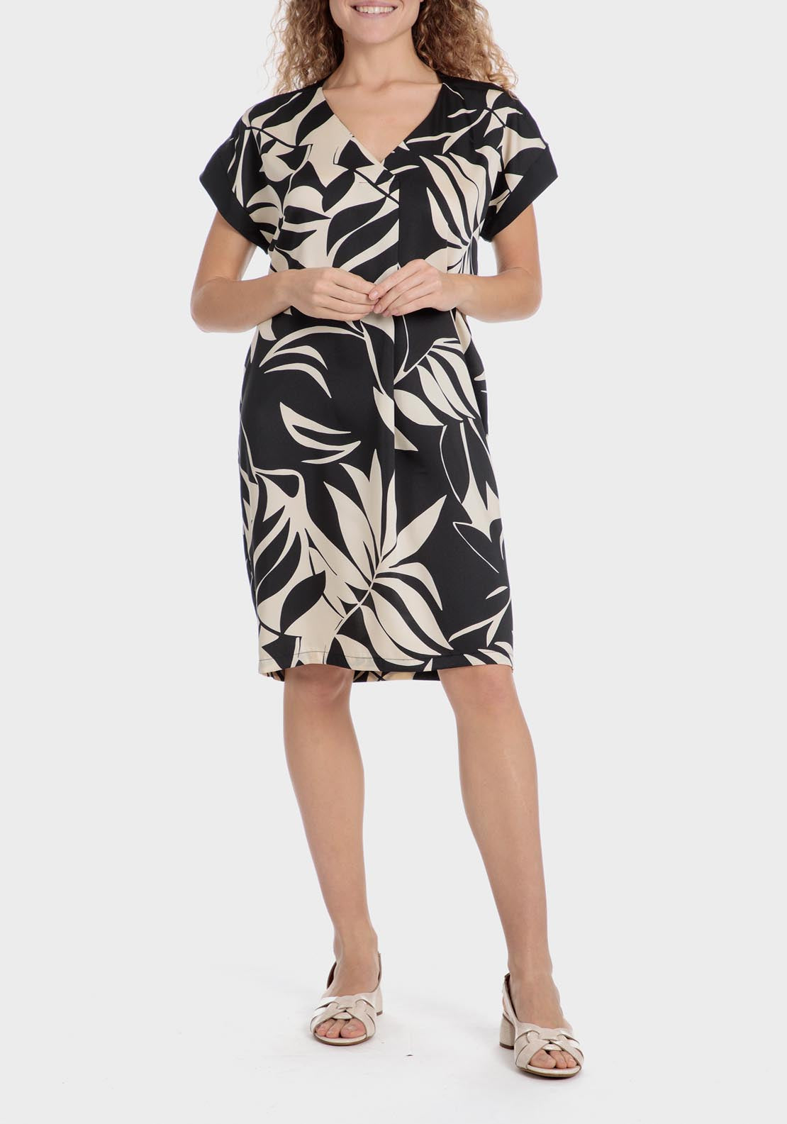 Punt Roma Printed Dress - Black 2 Shaws Department Stores