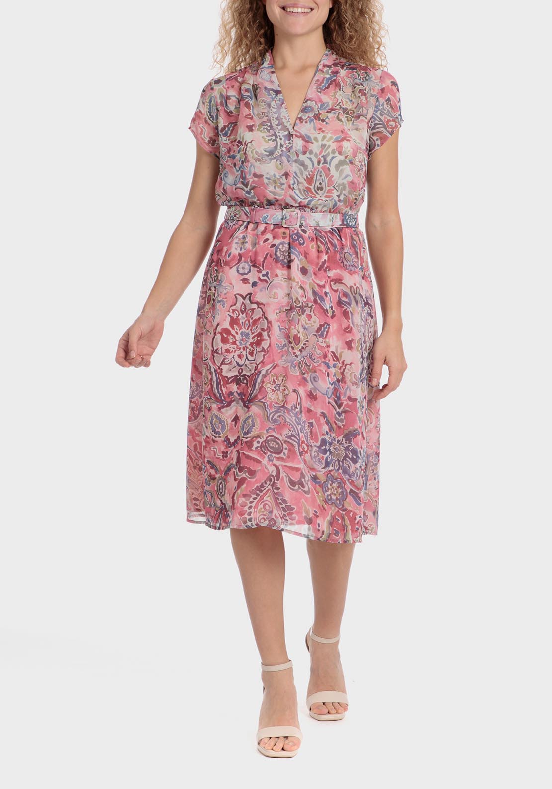 Punt Roma Printed dress - Pink 4 Shaws Department Stores