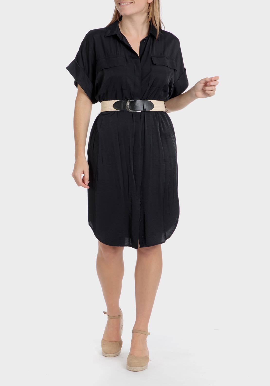 Punt Roma Black Shirt Dress - Black 1 Shaws Department Stores