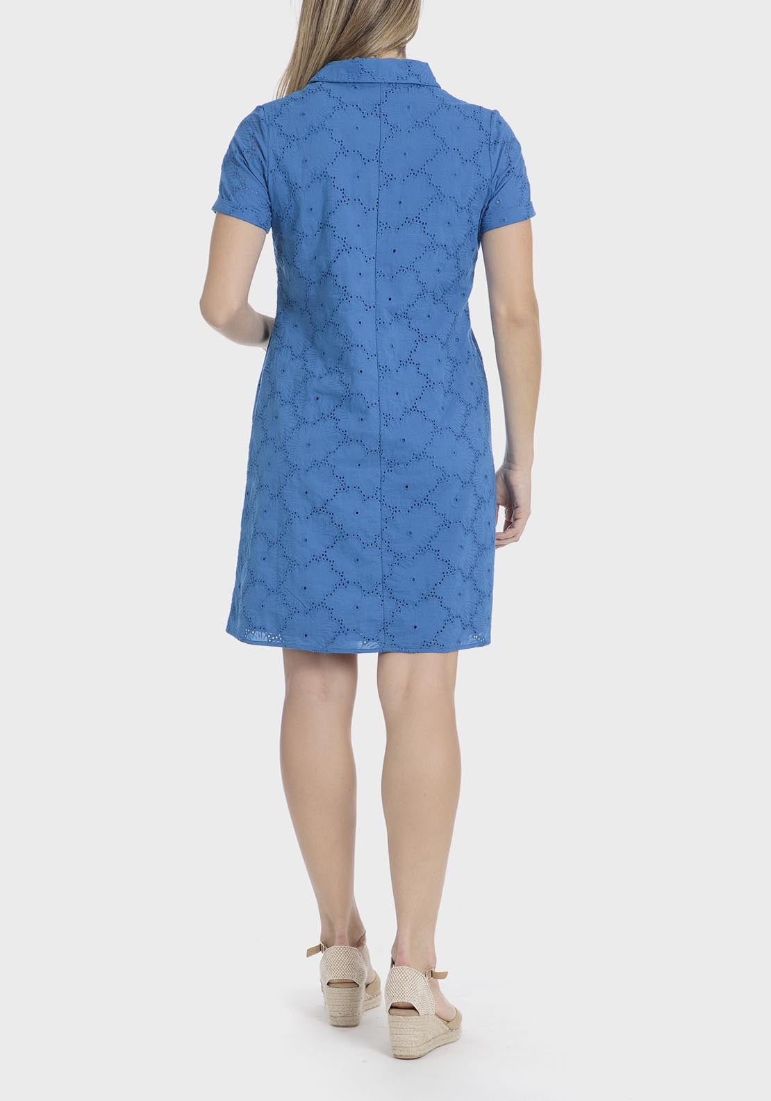 Punt Roma Embroidered Dress - Blue 2 Shaws Department Stores