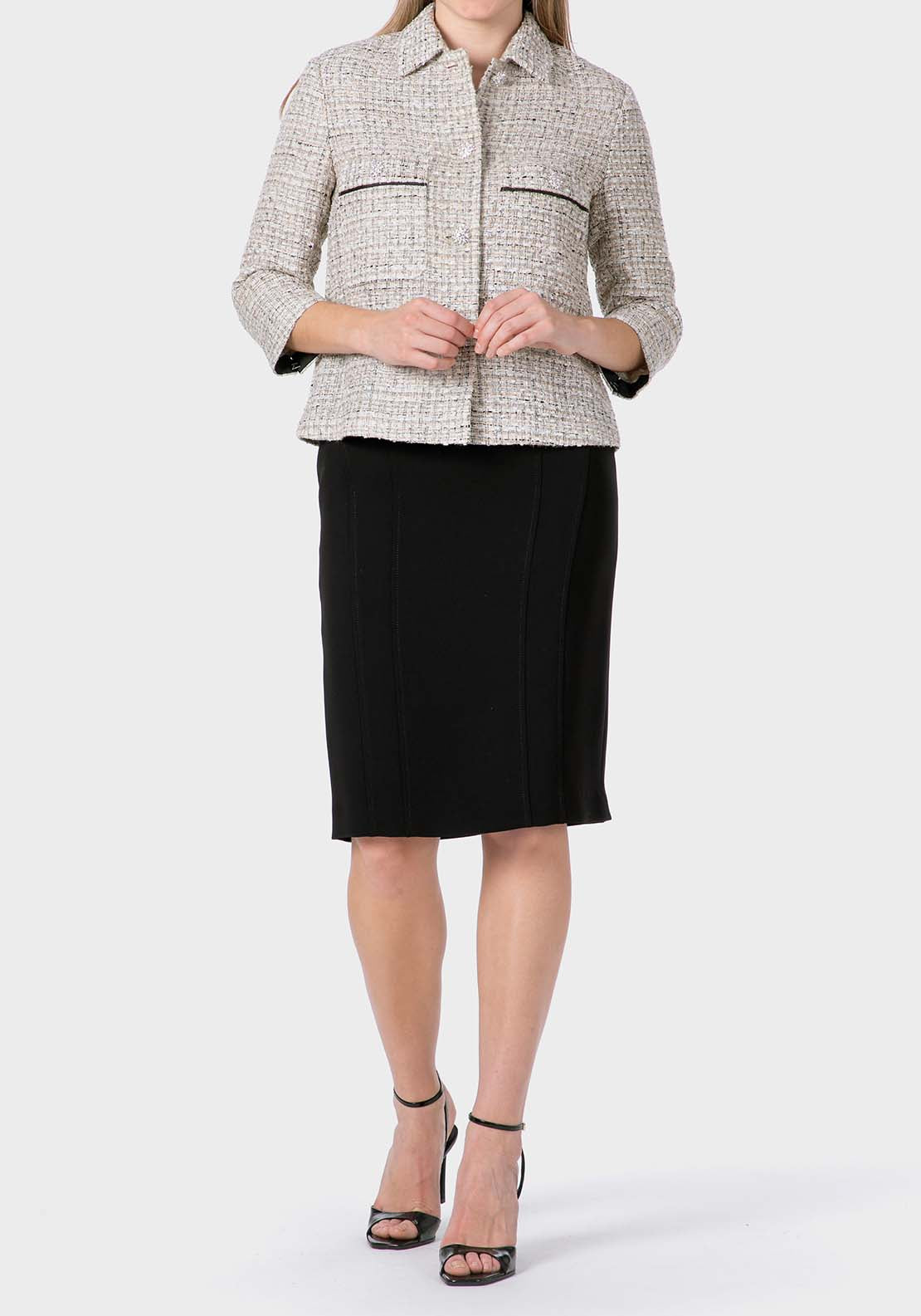 Punt Roma Metallic Thread Jacket - White 4 Shaws Department Stores