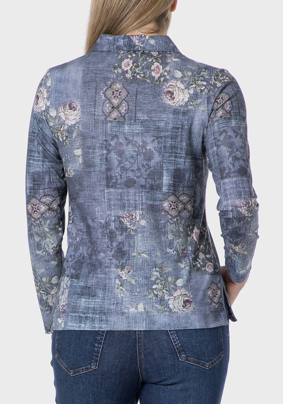 Floral Print Polo - Blue