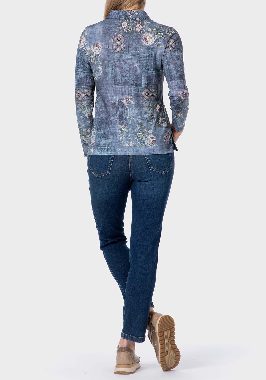 Floral Print Polo - Blue