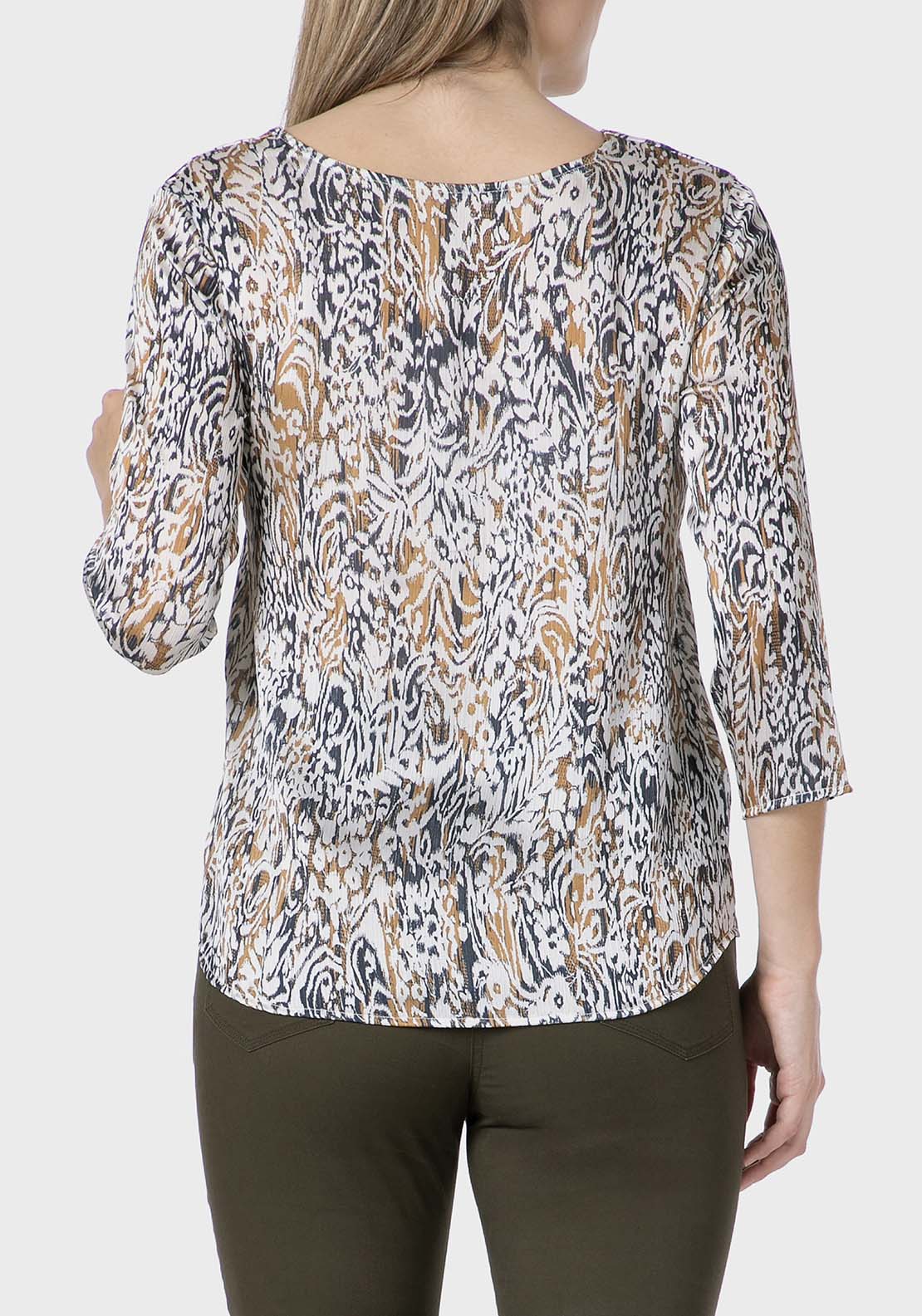 Printed Loose Fitting Blouse - Blue Navy
