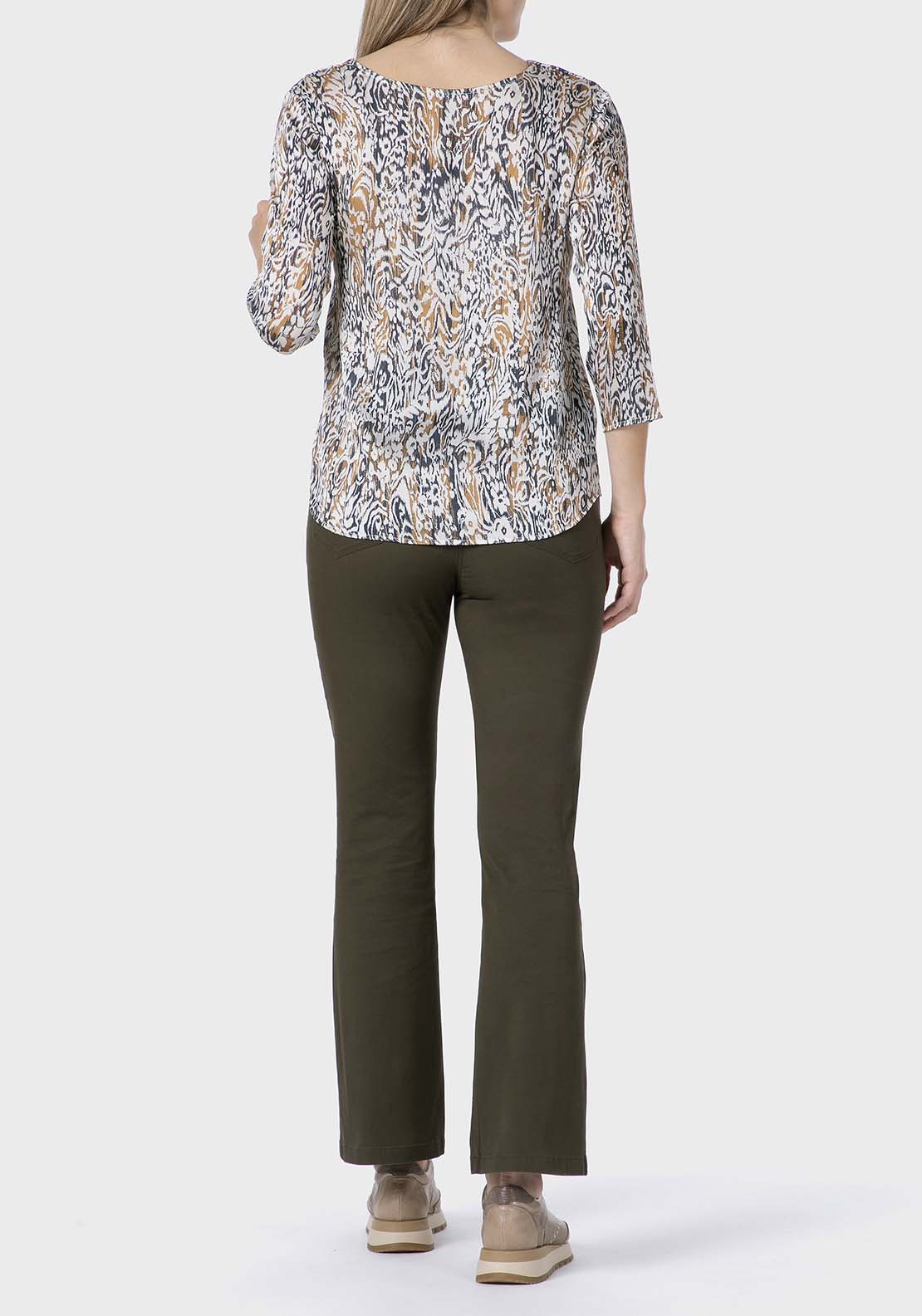Printed Loose Fitting Blouse - Blue Navy