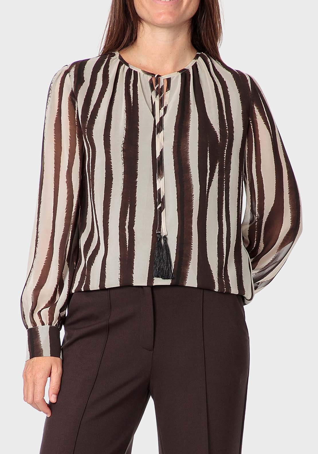 Punt Roma Printed Blouse - Beige 1 Shaws Department Stores