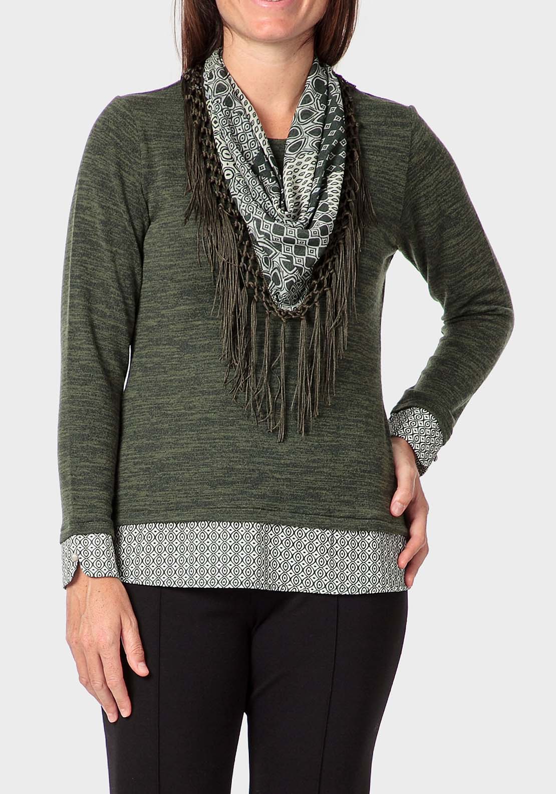 Punt Roma T-Shirt With Silk Scarf - Green English 1 Shaws Department Stores