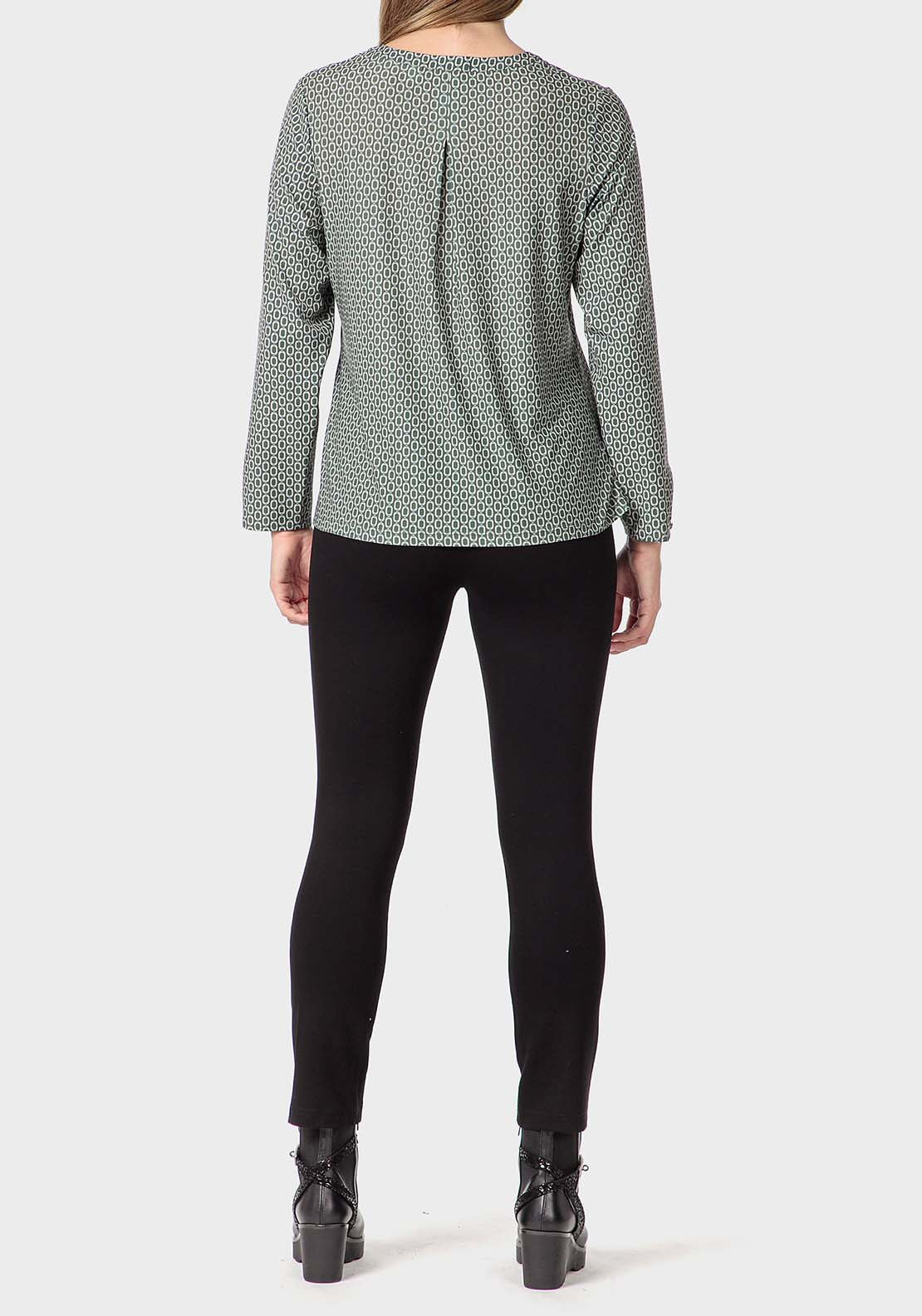 Punt Roma Geometric Print T-Shirt - Green 4 Shaws Department Stores