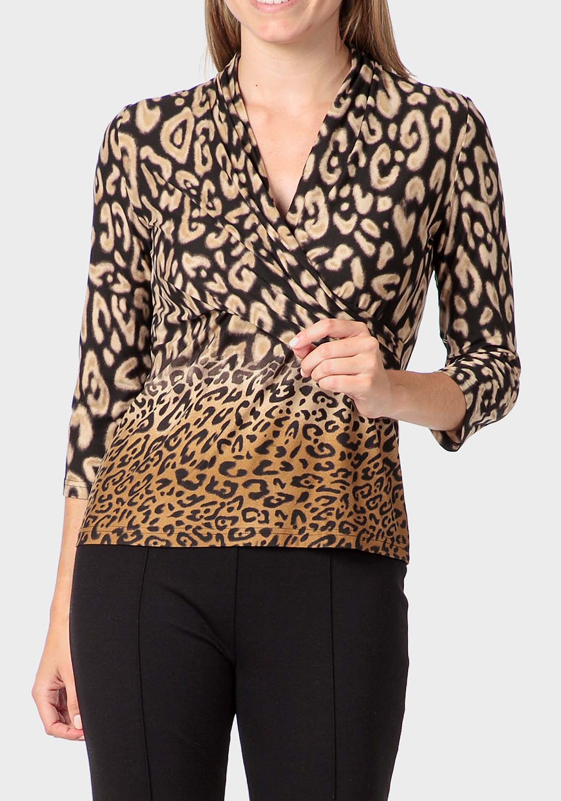 Punt Roma Animal Print T-Shirt - Beige 1 Shaws Department Stores
