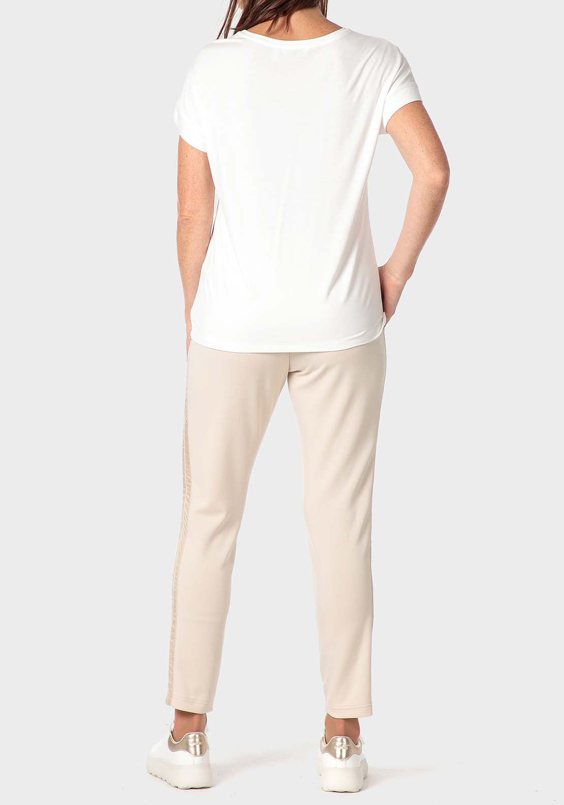 Punt Roma Printed T-Shirt With Gemstones - White 3 Shaws Department Stores