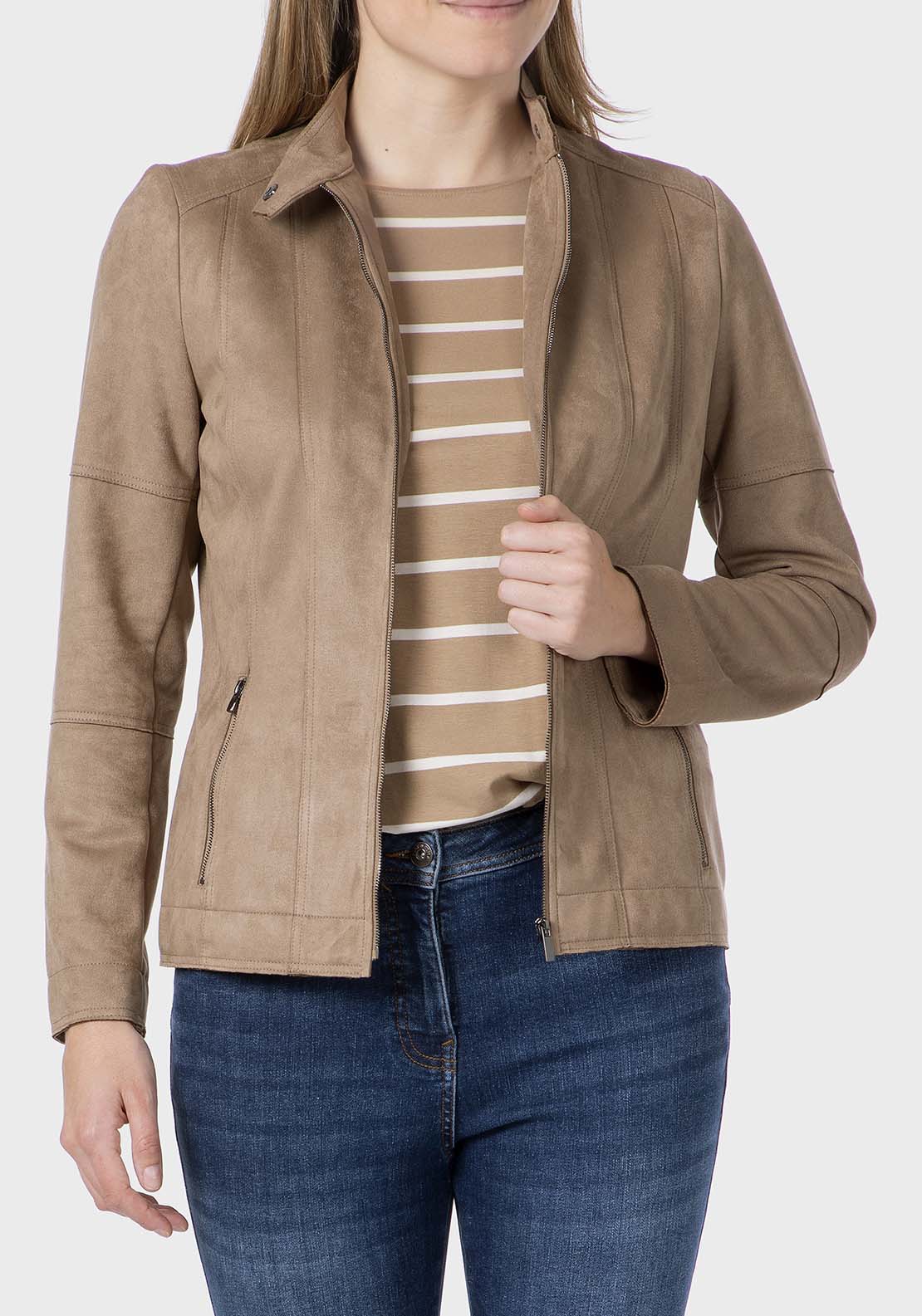 Punt Roma Suede Jacket - Beige Sand 1 Shaws Department Stores