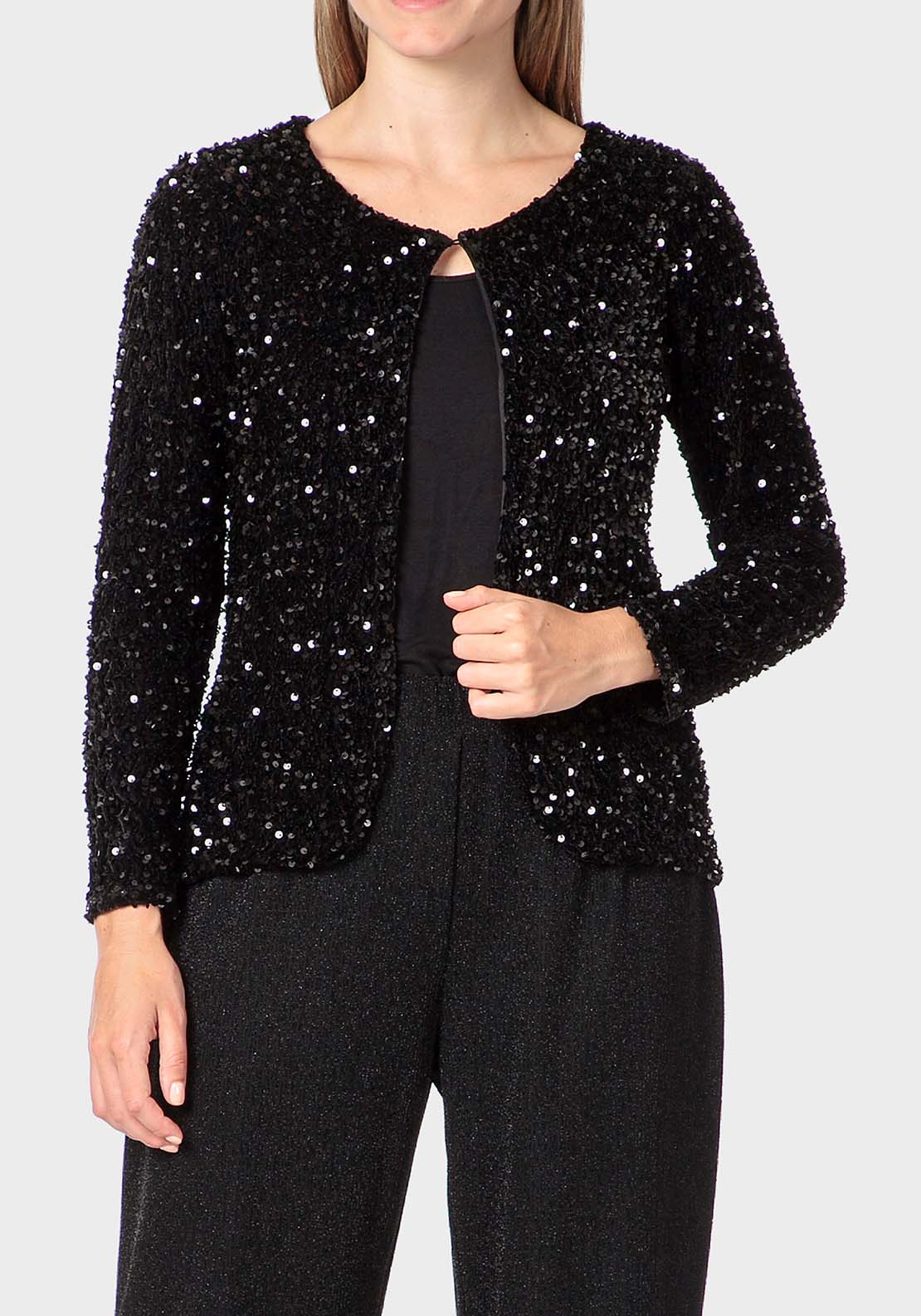 Punt Roma Sequins Jacket - Black 1 Shaws Department Stores