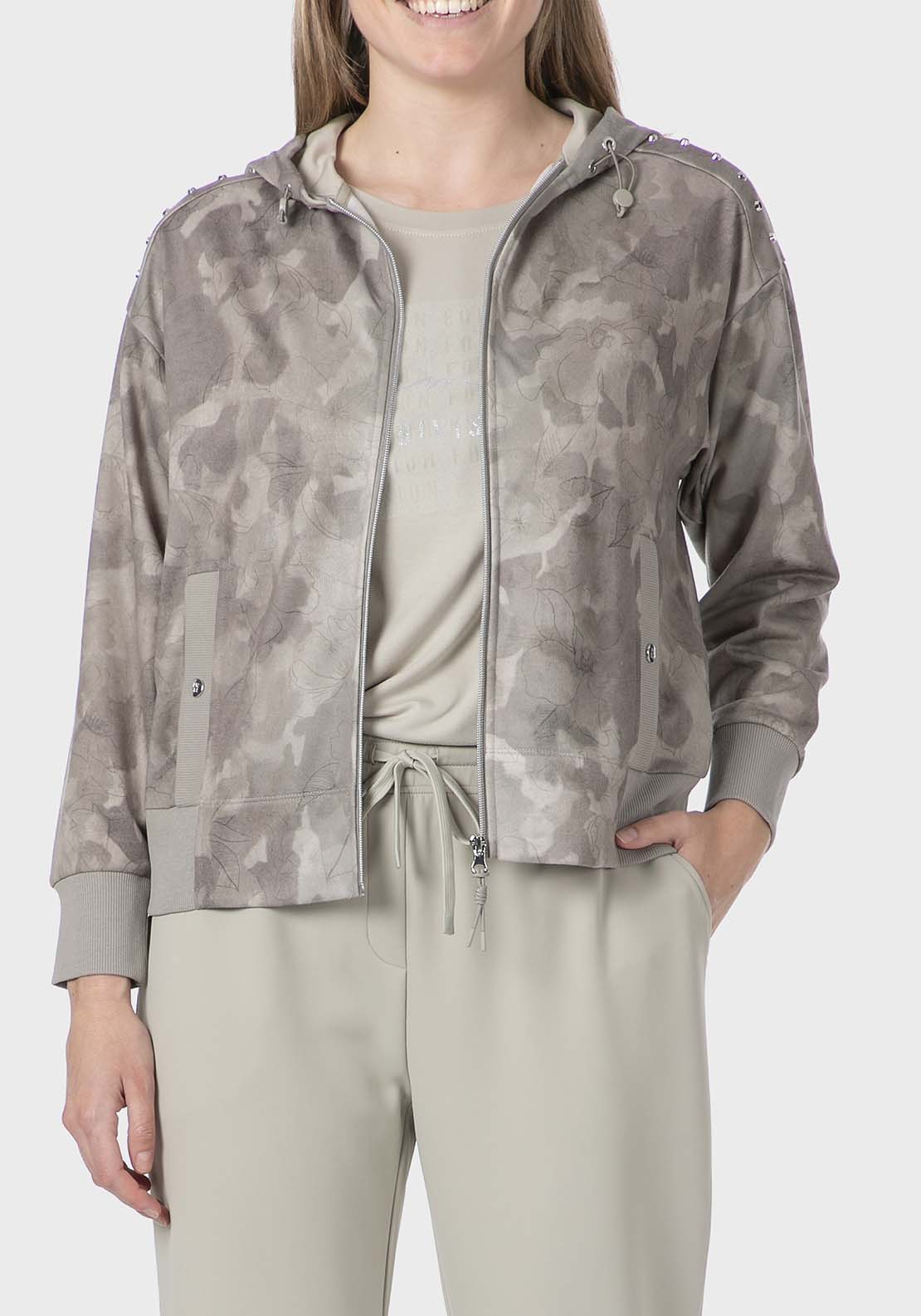 Punt Roma Printed Sports Jacket - Green Agate 1 Shaws Department Stores