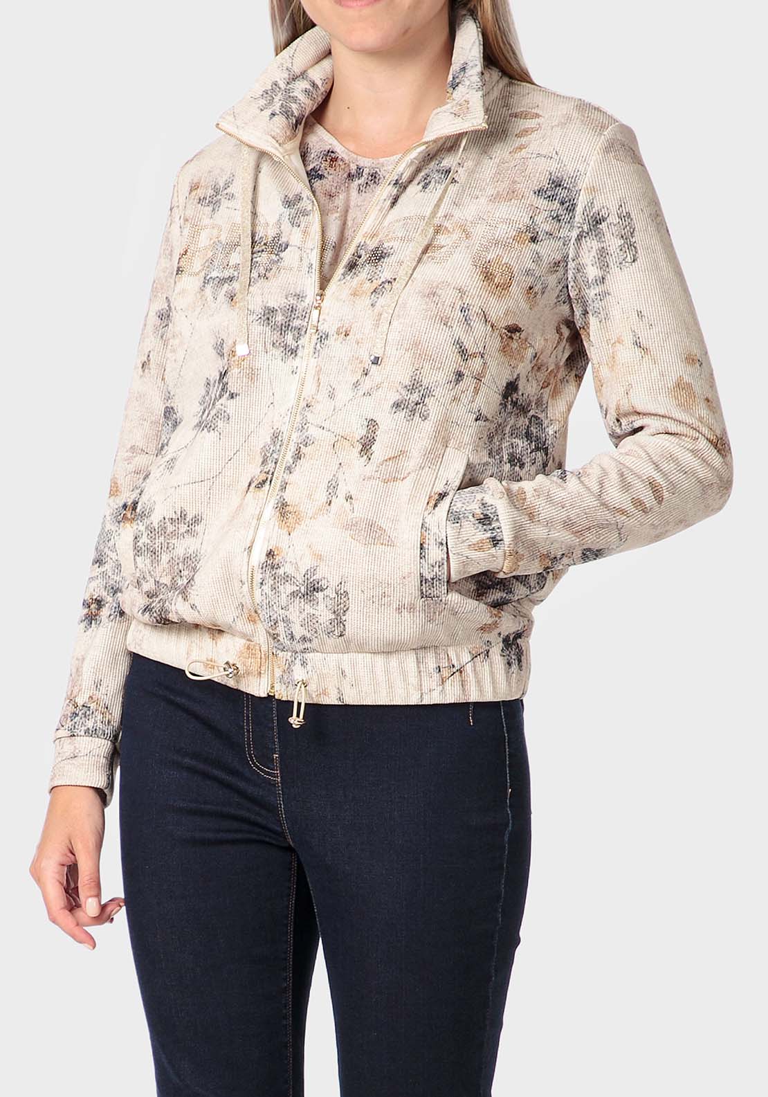 Punt Roma Printed Jacket - Beige 1 Shaws Department Stores