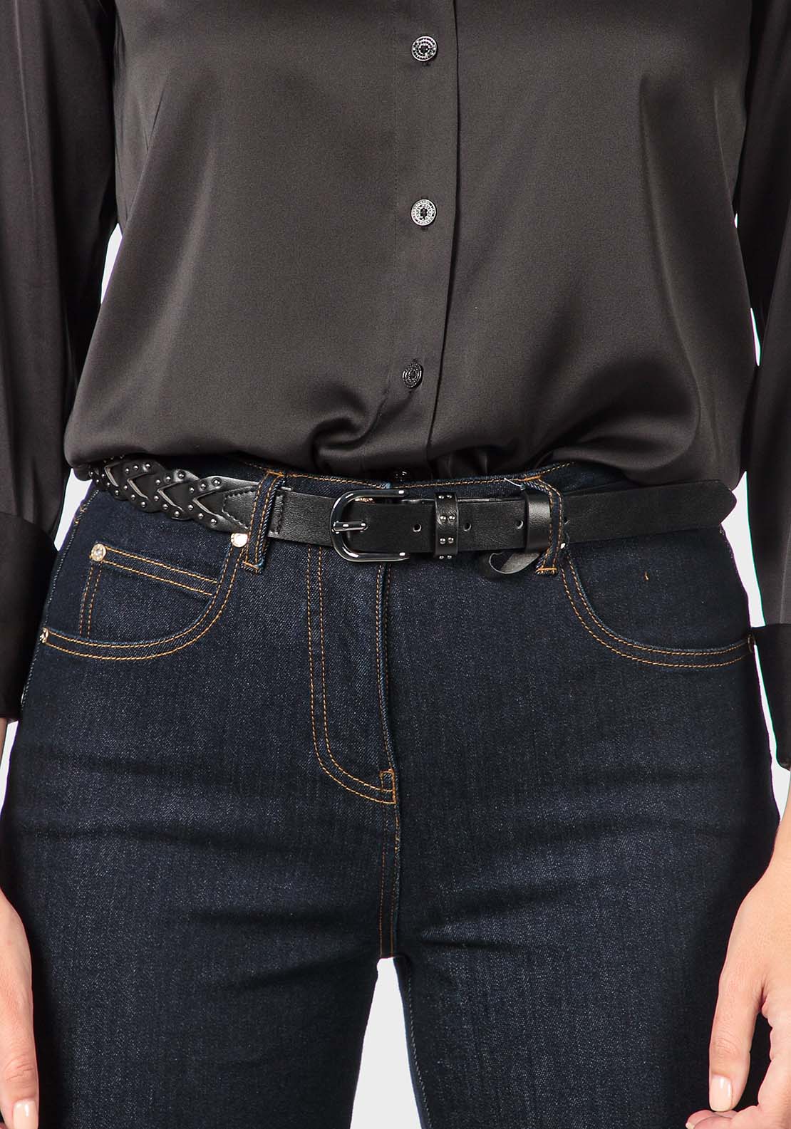 Punt Roma Braided Belt - Black 2 Shaws Department Stores