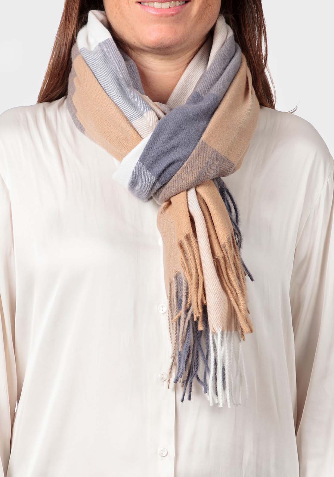 Checked Scarf - Beige Camel