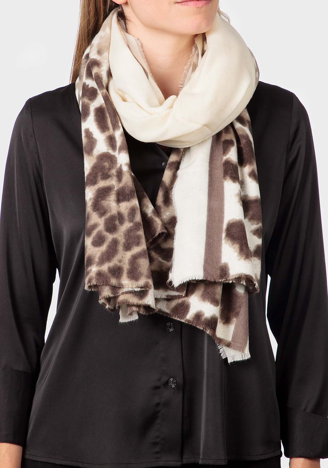 Punt Roma Animal Print Pashmina - Beige 1 Shaws Department Stores