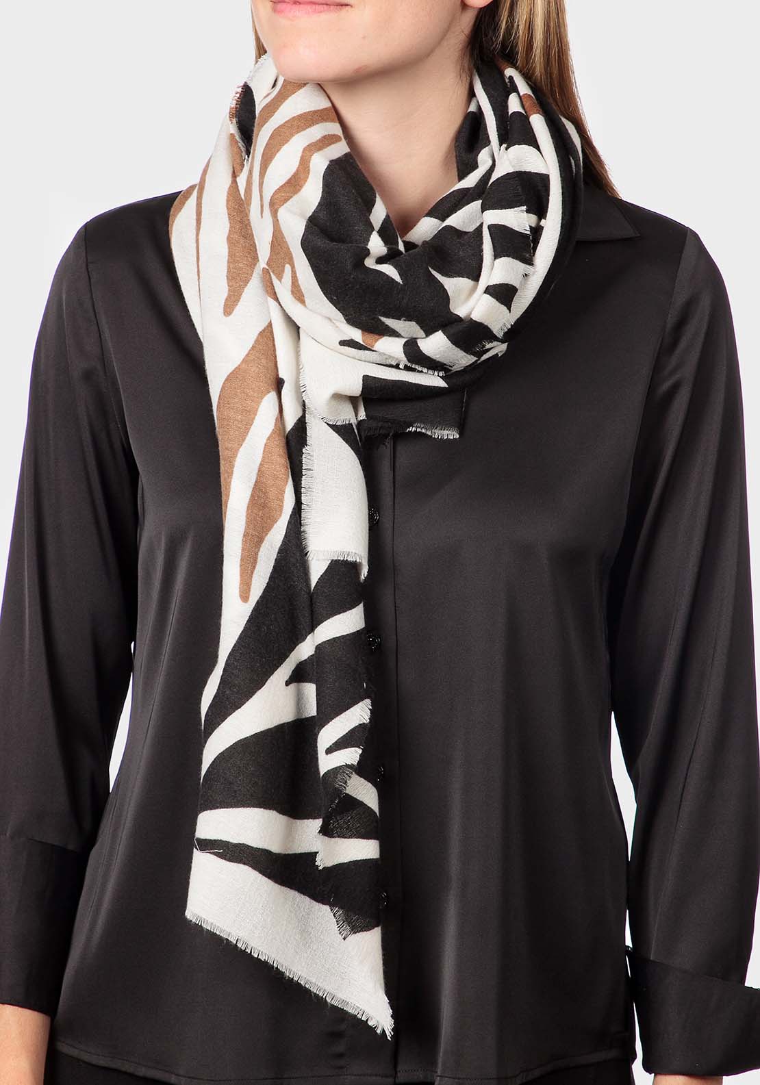 Punt Roma Printed Pashmina - Beige 1 Shaws Department Stores