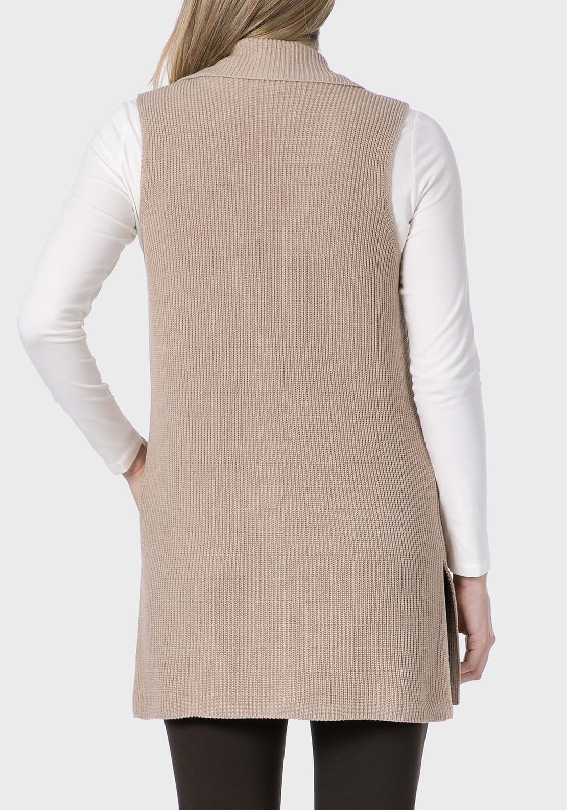 Punt Roma Long Waistcoat - Beige 2 Shaws Department Stores