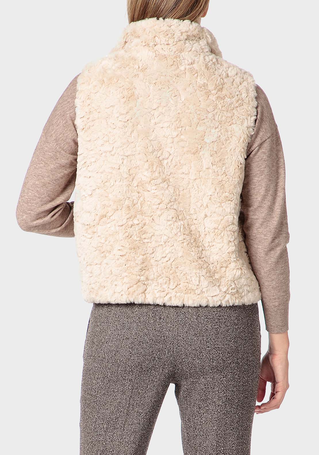 Punt Roma Fur Waistcoat - Beige 2 Shaws Department Stores