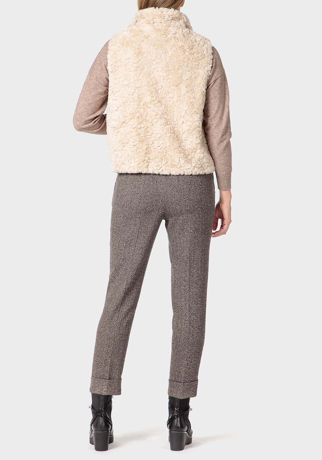 Punt Roma Fur Waistcoat - Beige 4 Shaws Department Stores