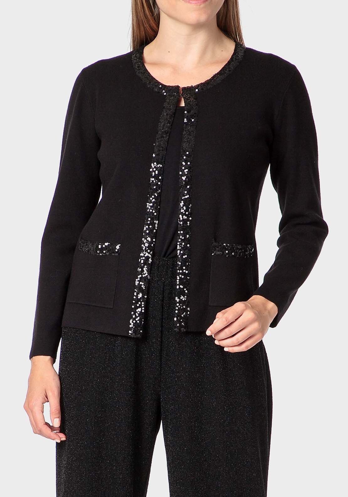 Punt Roma Sequins Jacket - Black 1 Shaws Department Stores