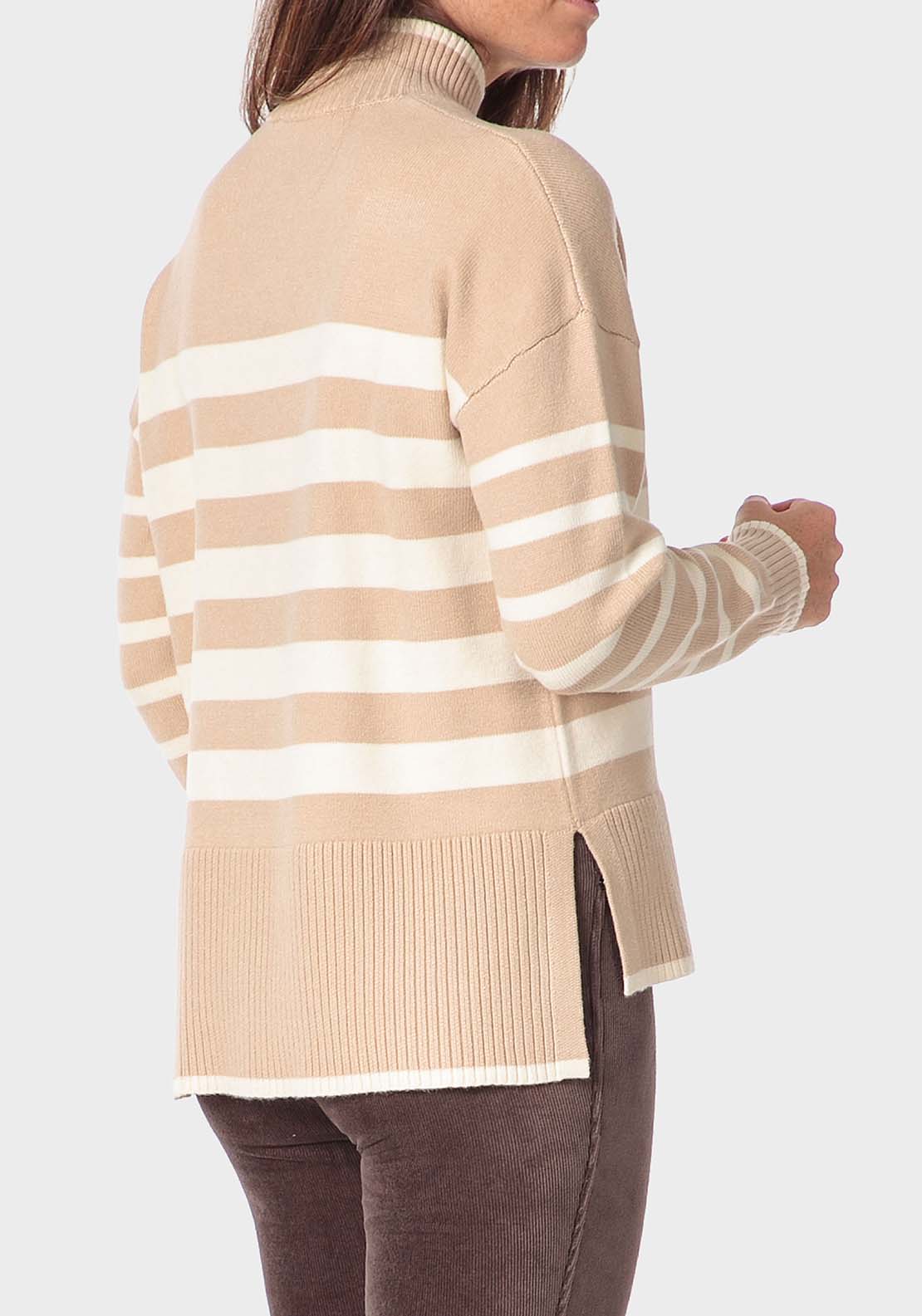 Punt Roma Striped Sweater - Beige 2 Shaws Department Stores