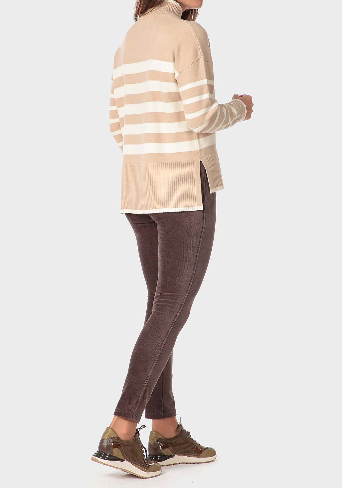 Punt Roma Striped Sweater - Beige 4 Shaws Department Stores