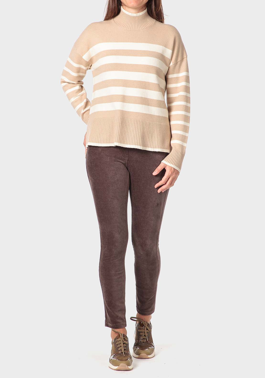 Punt Roma Striped Sweater - Beige 3 Shaws Department Stores