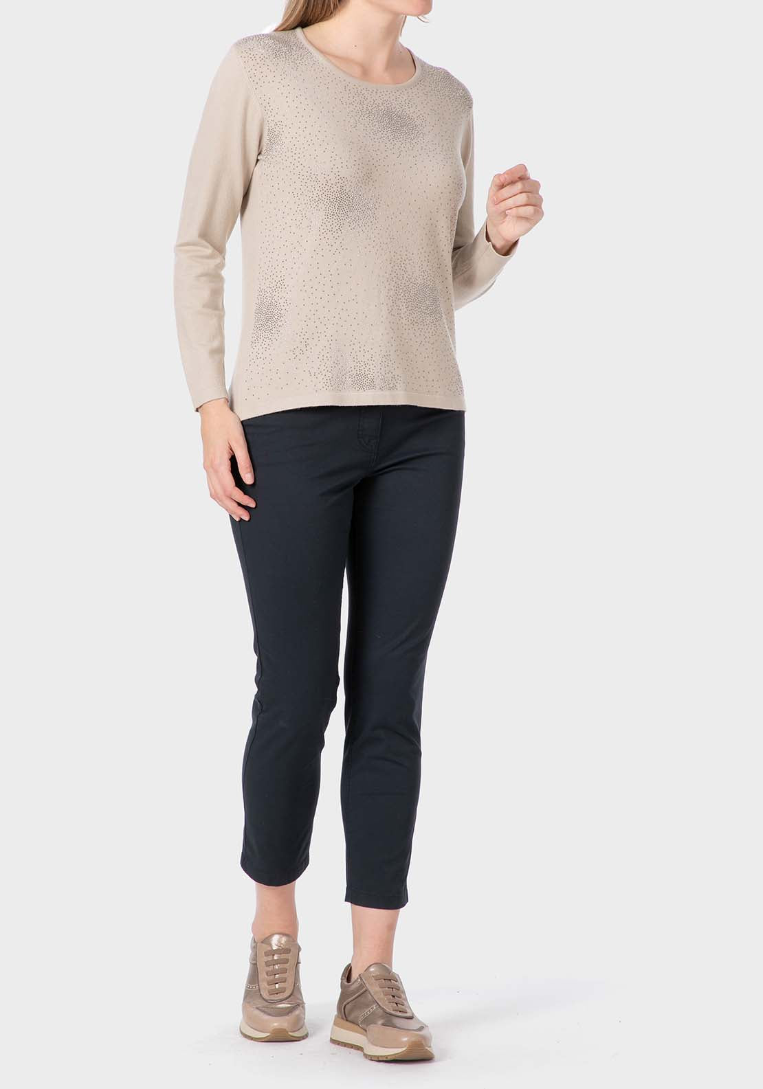 Rhinestone Fantasy Sweater - Beige