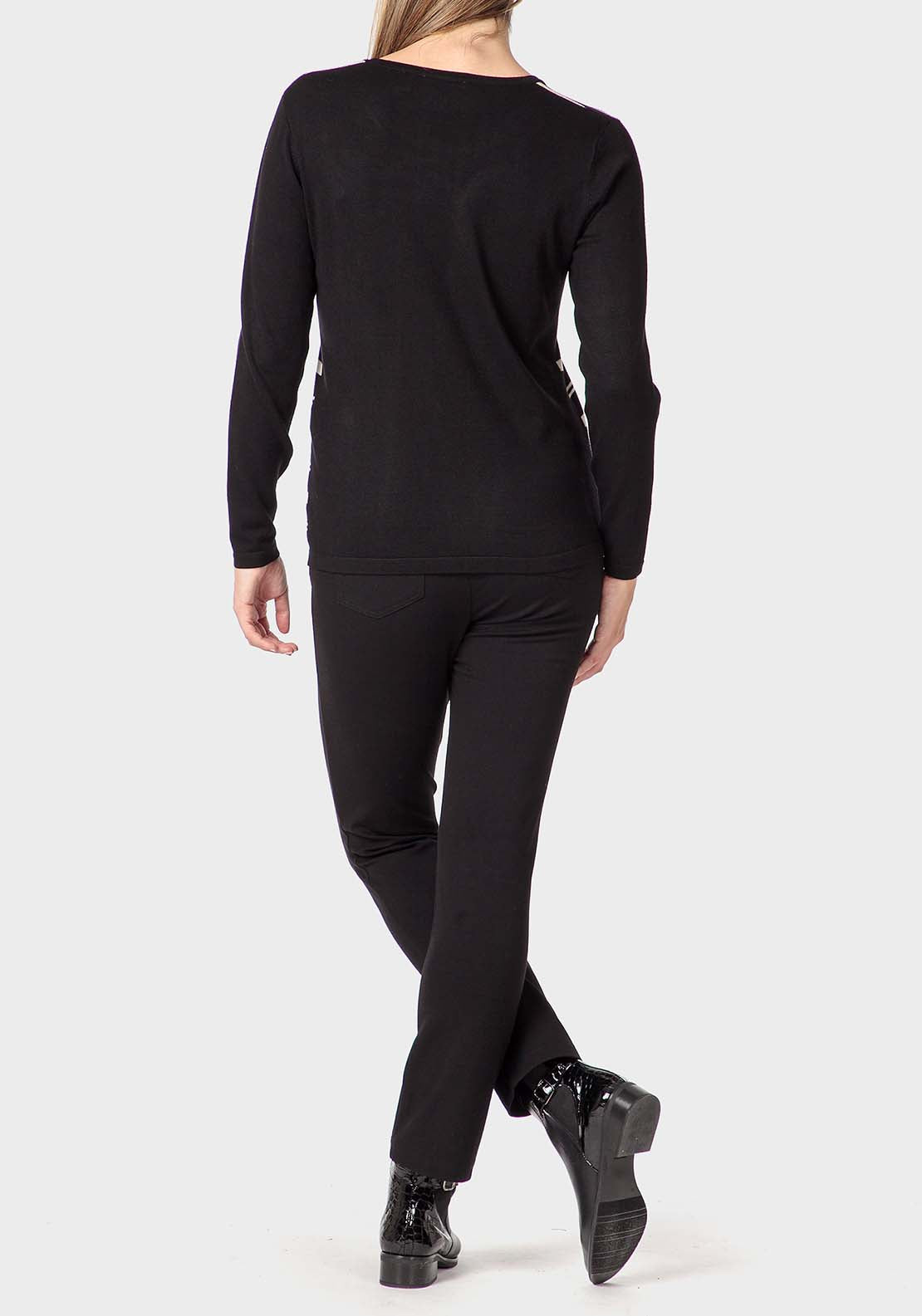 Punt Roma Embroidered Sweater - Black 4 Shaws Department Stores