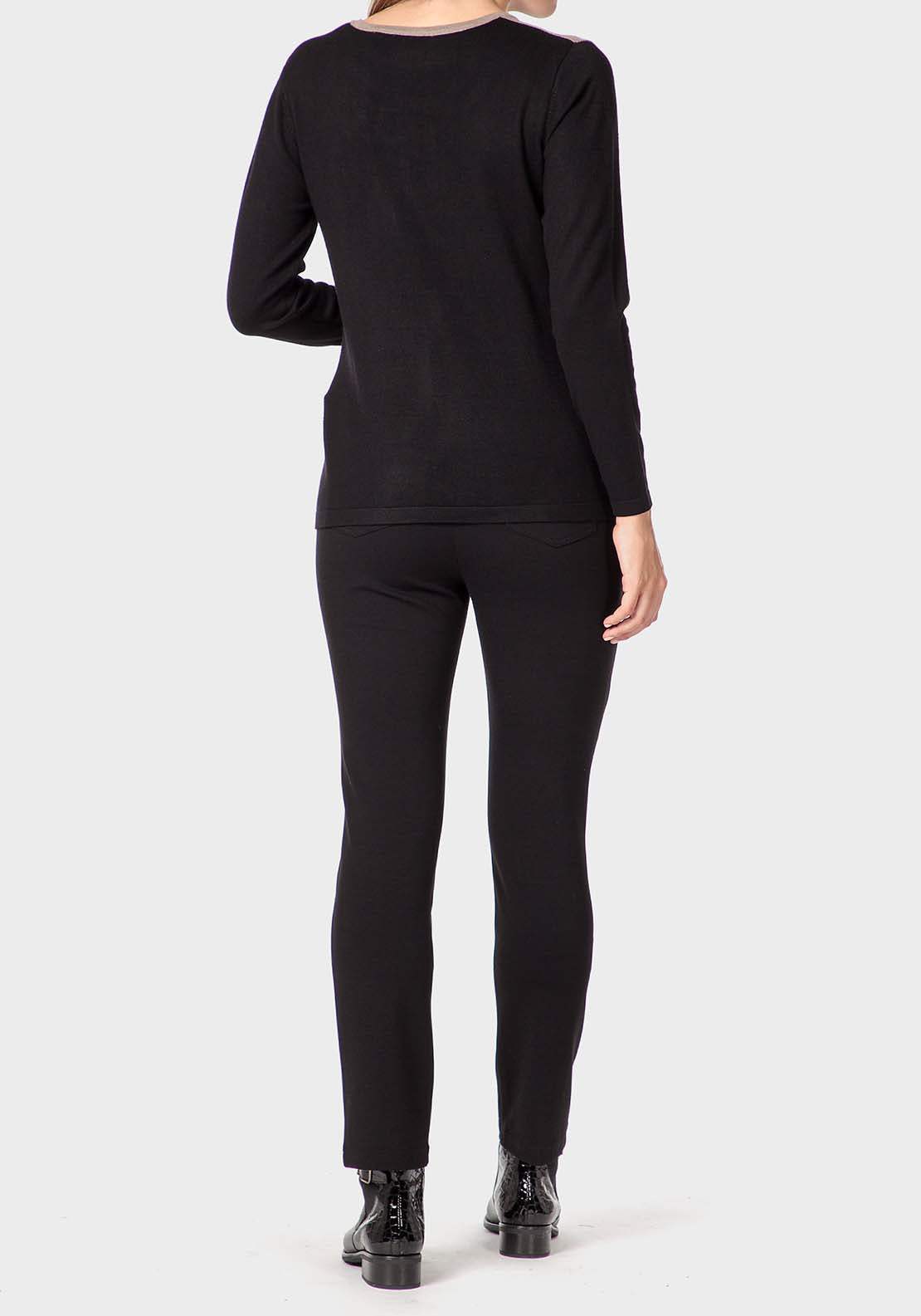 Punt Roma Embroidered Sweater - Black 4 Shaws Department Stores