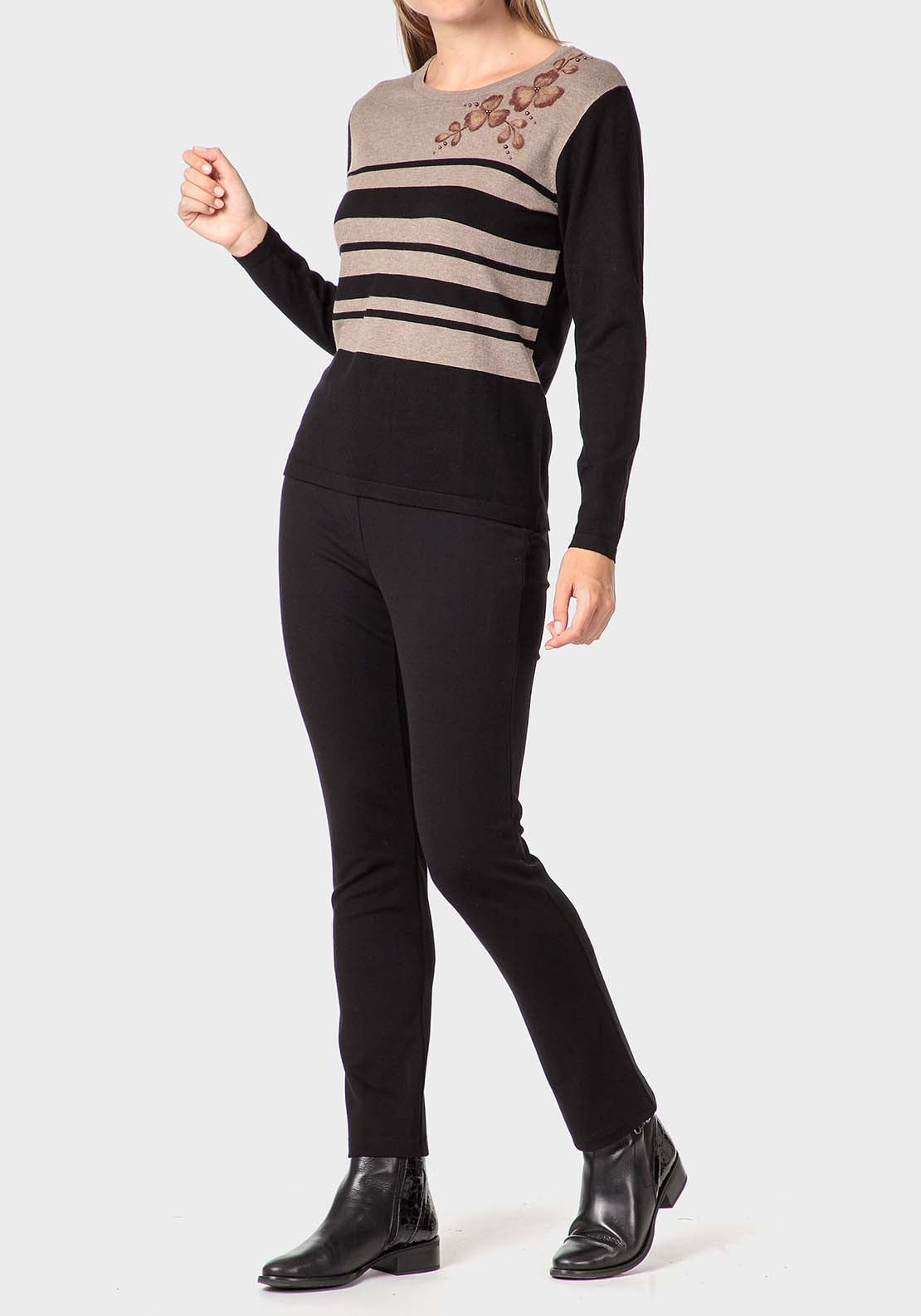 Punt Roma Embroidered Sweater - Black 3 Shaws Department Stores