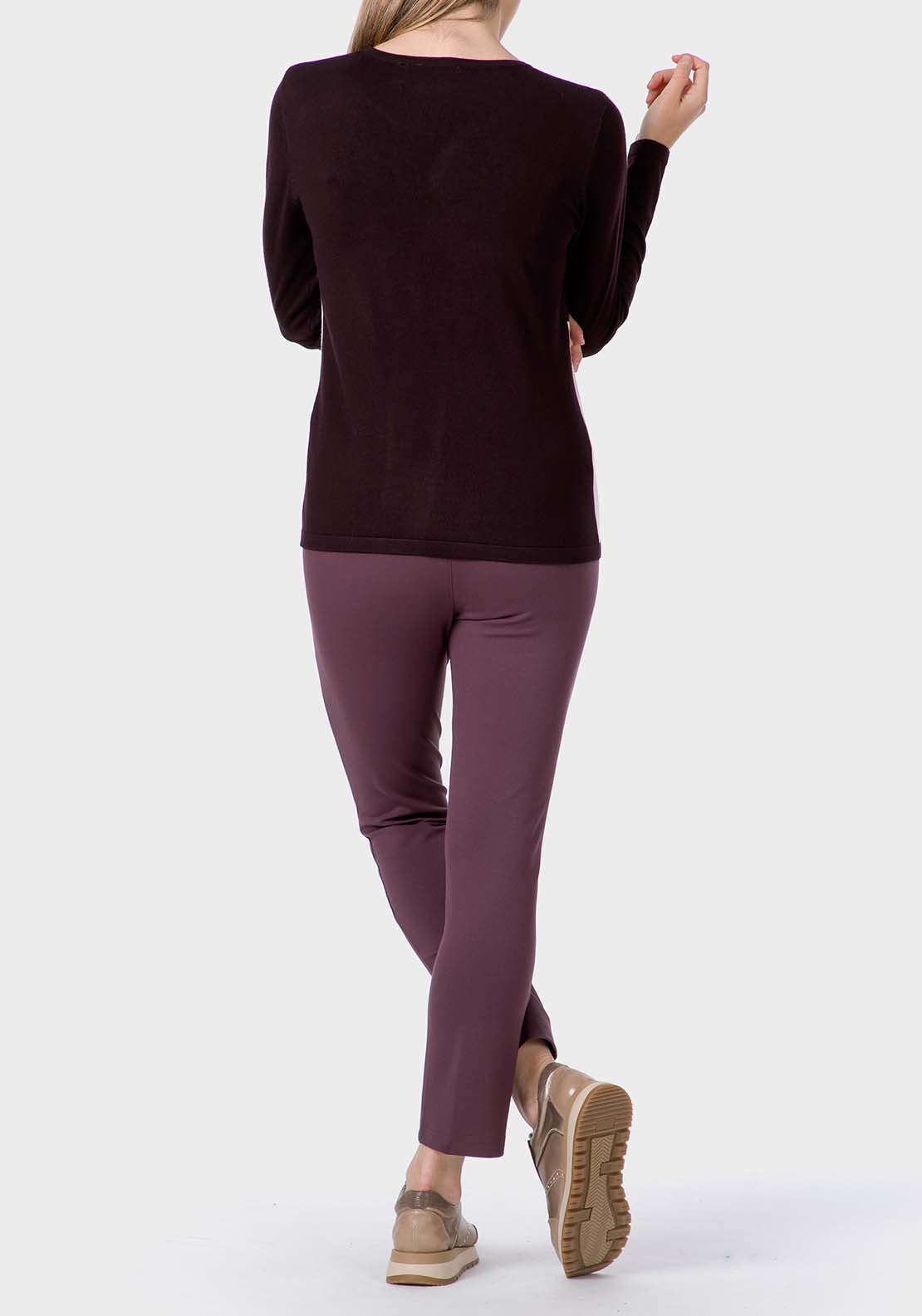 Rhinestone Intarsia Sweater - Purple