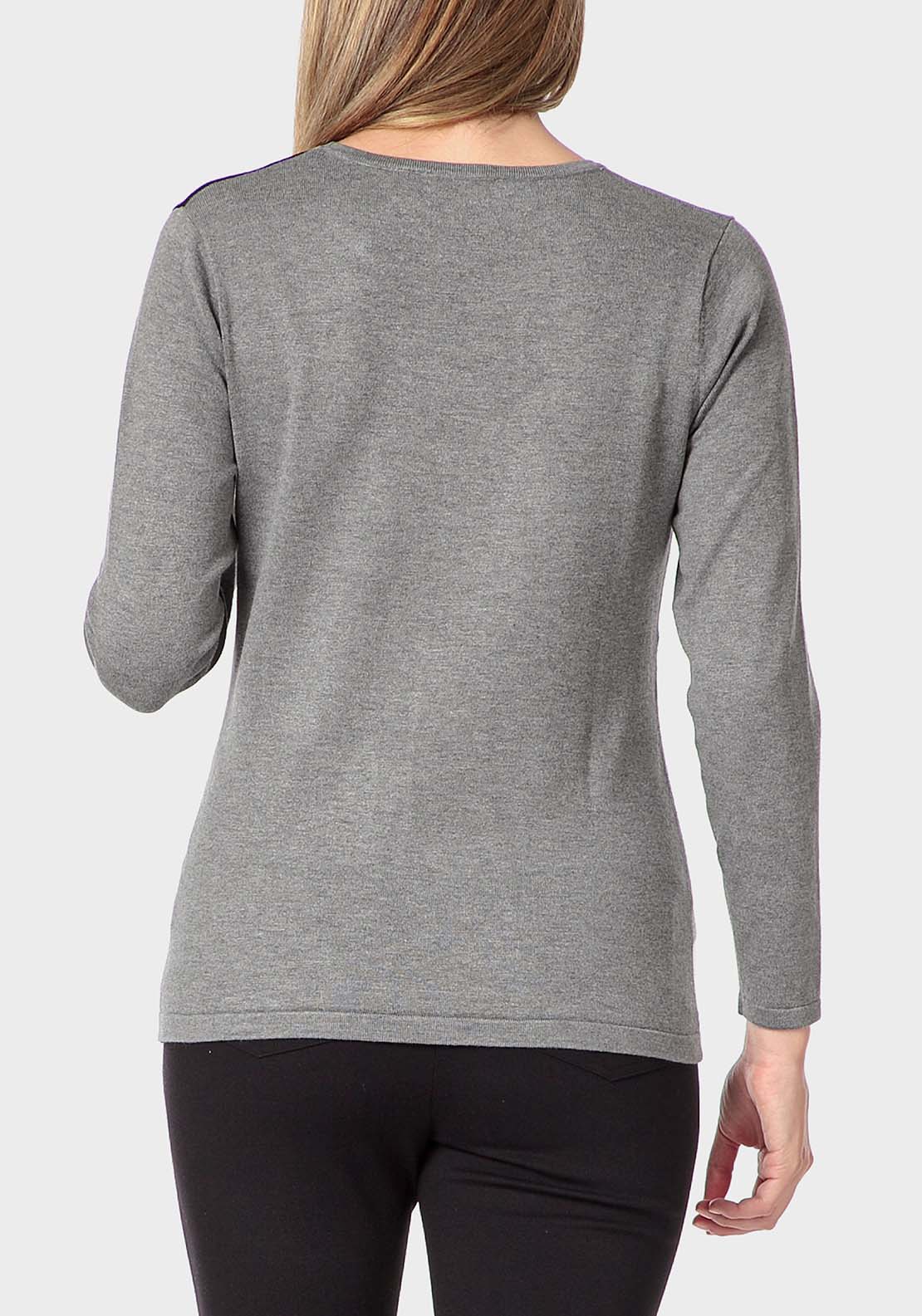 Punt Roma Rhinestone Intarsia Sweater - Grey 2 Shaws Department Stores