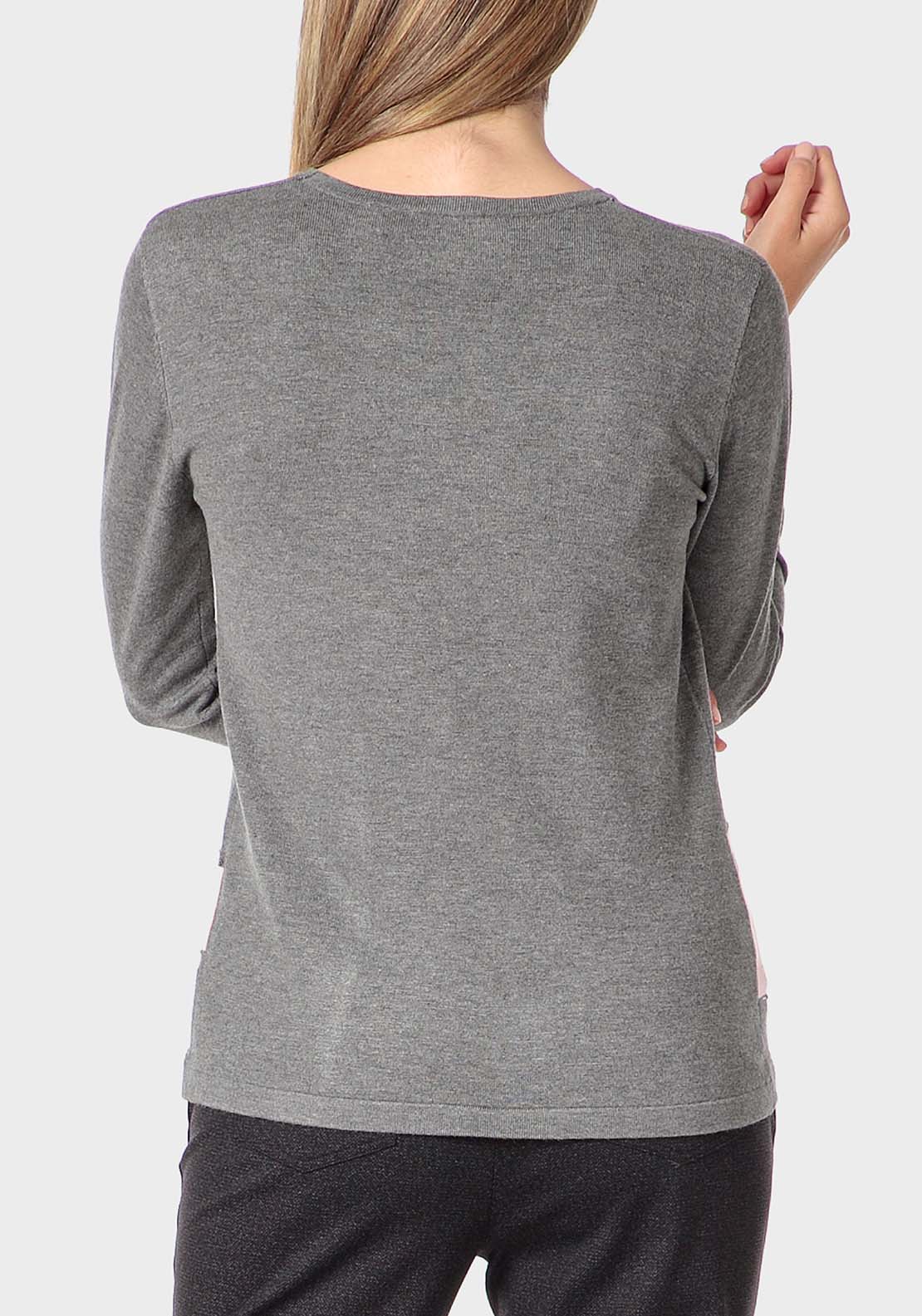 Punt Roma Rhinestone Intarsia Sweater - Grey 2 Shaws Department Stores