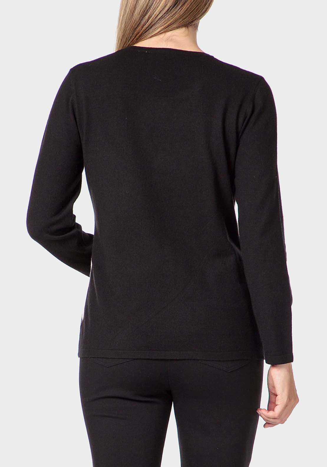 Punt Roma Rhinestone Intarsia Sweater - Black 2 Shaws Department Stores