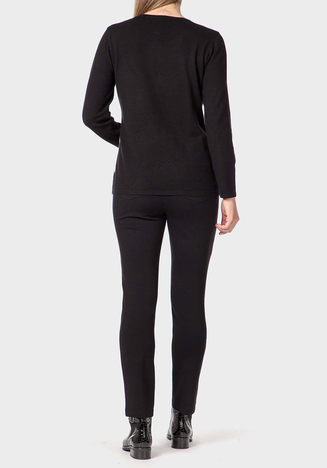 Punt Roma Rhinestone Intarsia Sweater - Black 3 Shaws Department Stores