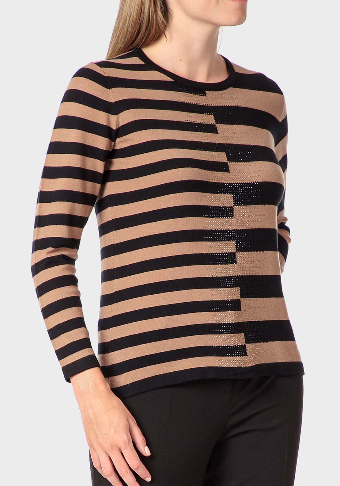 Punt Roma Rhinestone Intarsia Sweater - Black 1 Shaws Department Stores