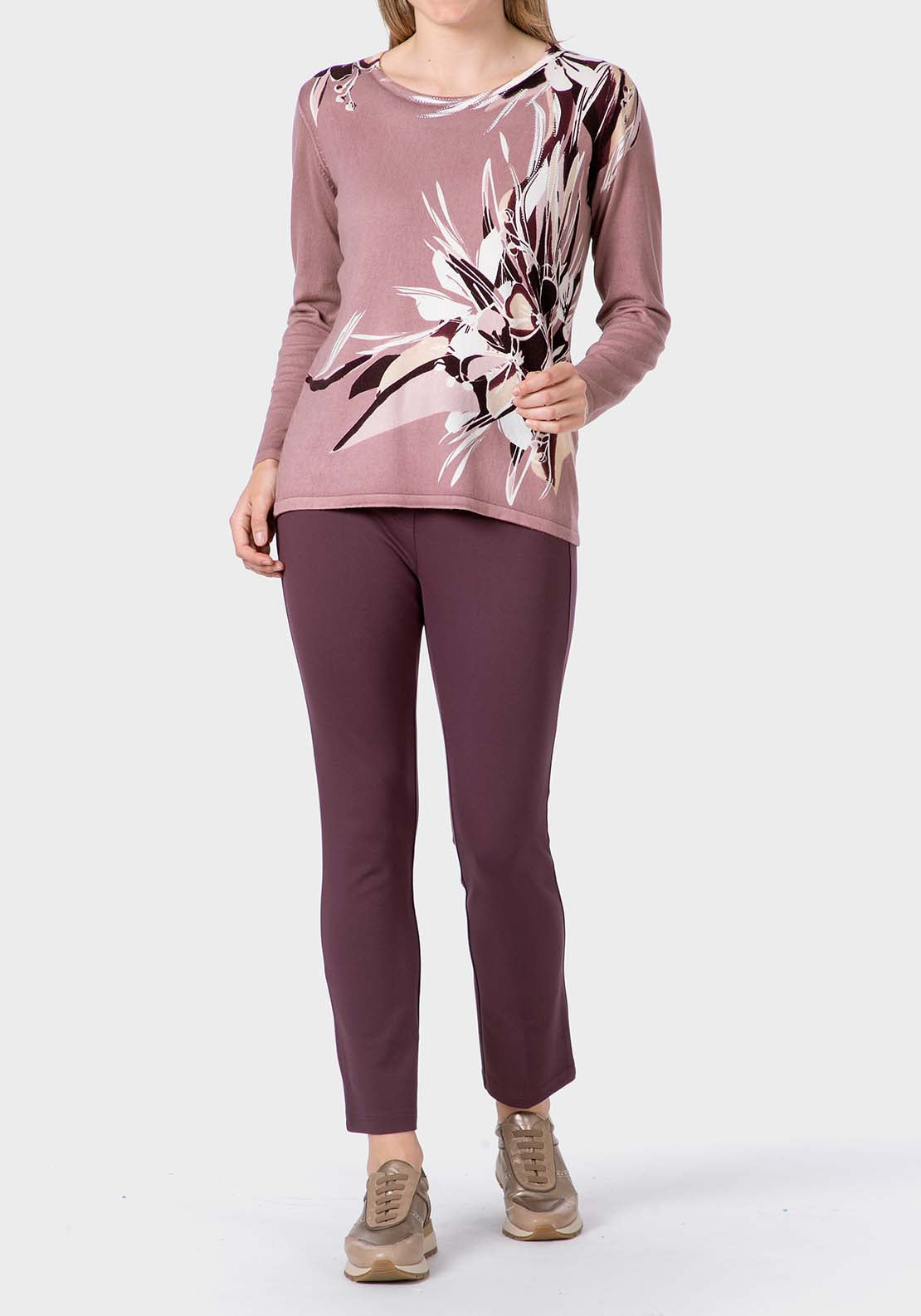 Punt Roma Floral Print Sweater - Purple 3 Shaws Department Stores