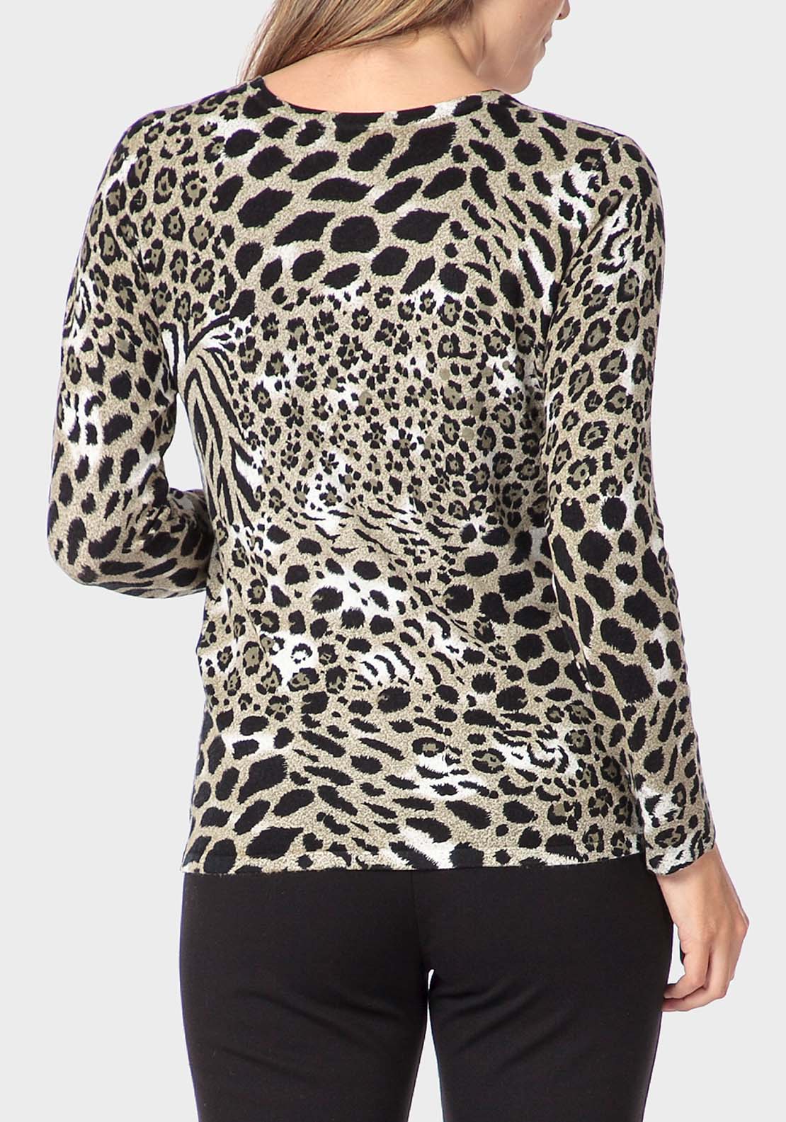 Punt Roma Animal Print Sweater - Green 2 Shaws Department Stores